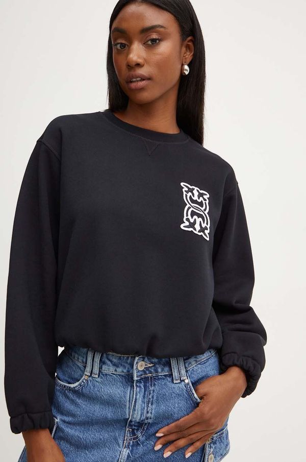 Pinko Pamučna dukserica Pinko za žene, boja: crna, s aplikacijom, 103713 A23C