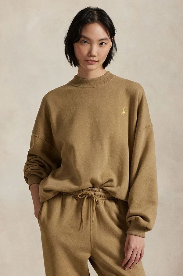 Polo Ralph Lauren Pamučna dukserica Polo Ralph Lauren za žene, boja: bež, bez uzorka, 211961273