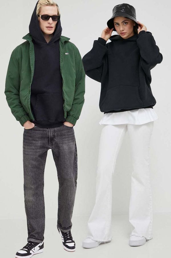 Preach Pamučna dukserica Preach boja: crna, s kapuljačom, melanž