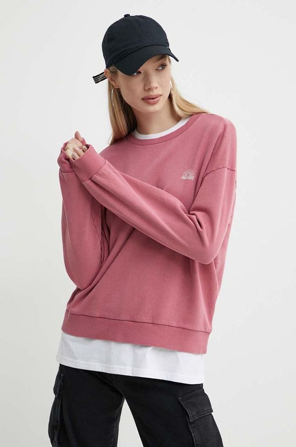 Protest Pamučna dukserica Protest Prtkya za žene, boja: ružičasta, s tiskom, 3615443