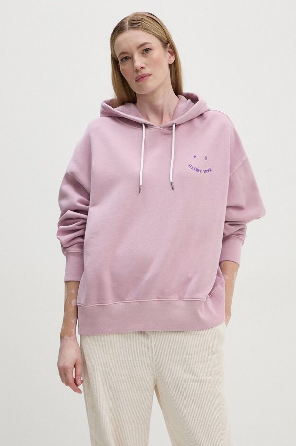 PS Paul Smith Pamučna dukserica PS Paul Smith za žene, boja: ljubičasta, s kapuljačom, s aplikacijom, W2R.226VE.N21169