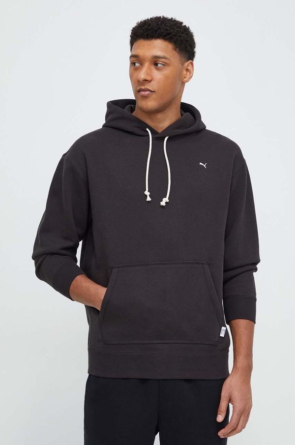 Puma Pamučna dukserica Puma MMQ za muškarce, boja: crna, s kapuljačom, melanž