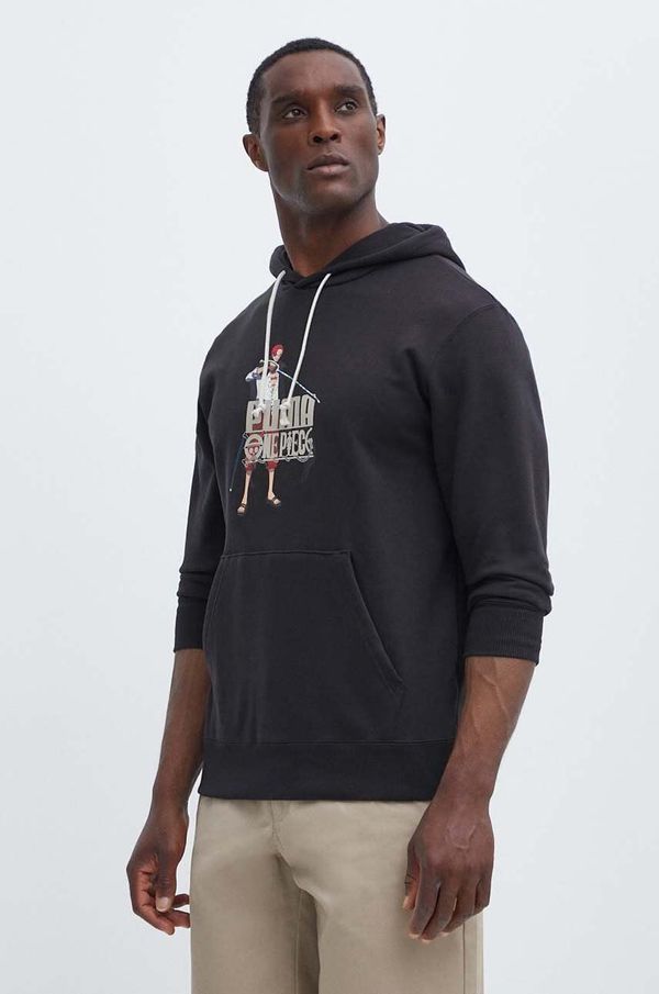 Puma Pamučna dukserica Puma PUMA X ONE PIECE za muškarce, boja: crna, s kapuljačom, s tiskom, 624666