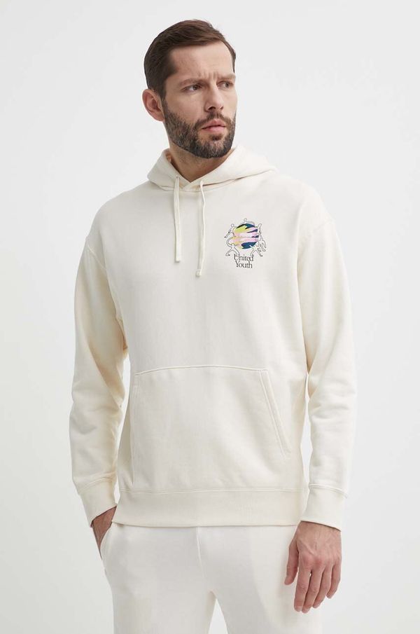 Puma Pamučna dukserica Puma za muškarce, boja: bež, s kapuljačom, s tiskom, 624361