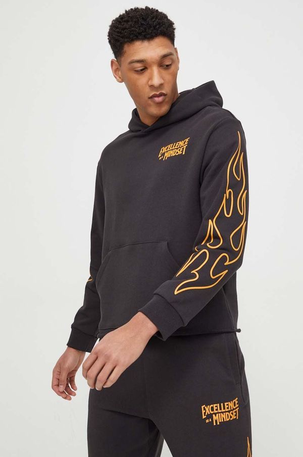 Puma Pamučna dukserica Puma za muškarce, boja: crna, s kapuljačom, tiskom