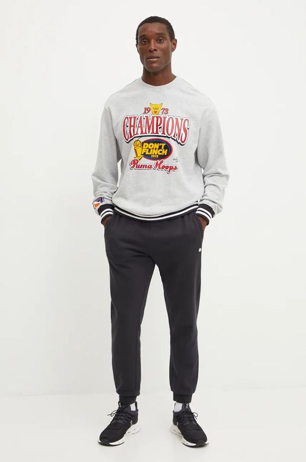 Puma Pamučna dukserica Puma za muškarce, boja: siva, s aplikacijom, 627209