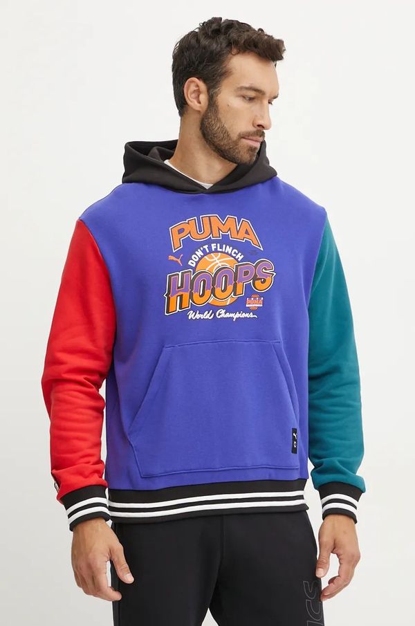 Puma Pamučna dukserica Puma za muškarce, boja: tamno plava, s kapuljačom, s uzorkom, 627216