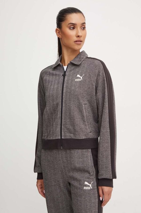 Puma Pamučna dukserica Puma za žene, boja: crna, s uzorkom, 626797