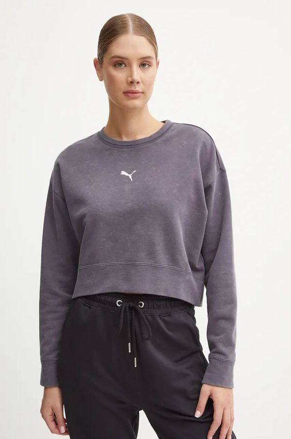Puma Pamučna dukserica Puma za žene, boja: siva, bez uzorka, 626799
