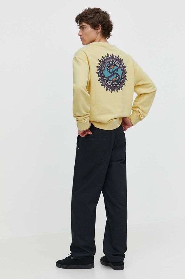 Quiksilver Pamučna dukserica Quiksilver za muškarce, boja: žuta, s tiskom