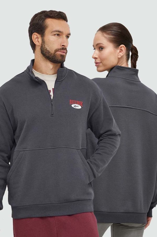 Reebok Classic Pamučna dukserica Reebok Classic boja: siva, s aplikacijom