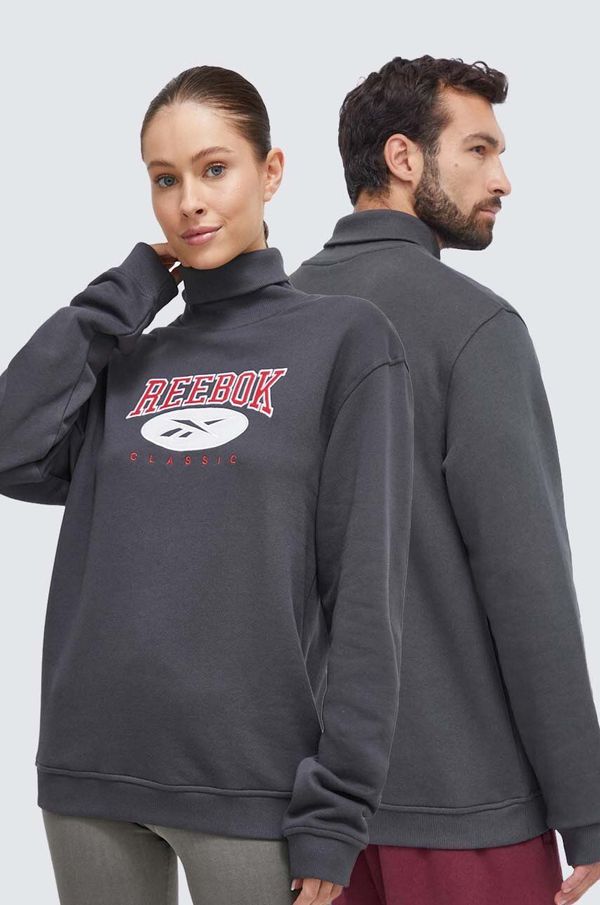 Reebok Classic Pamučna dukserica Reebok Classic boja: siva, s aplikacijom