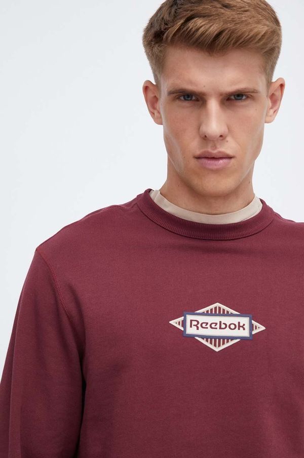 Reebok Classic Pamučna dukserica Reebok Classic za muškarce, boja: bordo, s tiskom