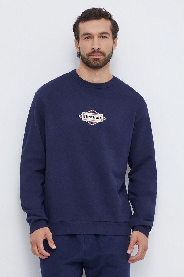 Reebok Classic Pamučna dukserica Reebok Classic za muškarce, boja: tamno plava, s tiskom