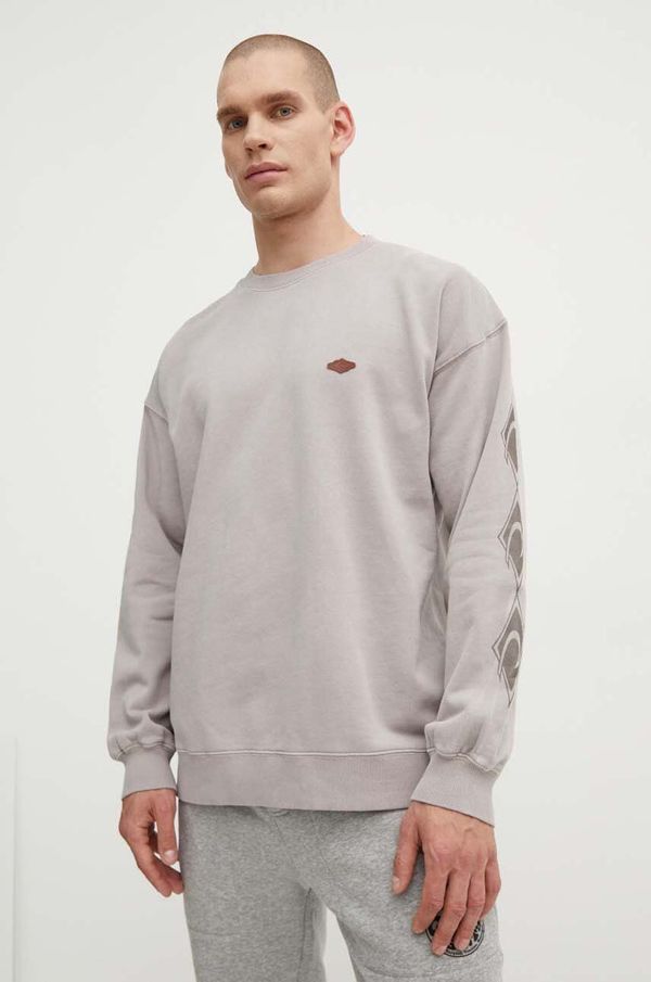 Rip Curl Pamučna dukserica Rip Curl za muškarce, boja: siva, s tiskom