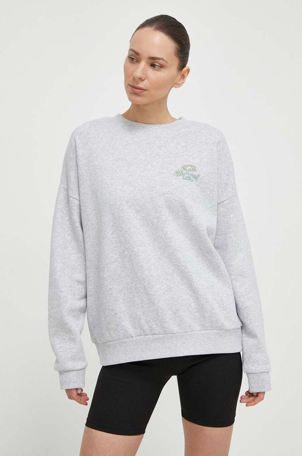 Rip Curl Pamučna dukserica Rip Curl za žene, boja: siva, s tiskom