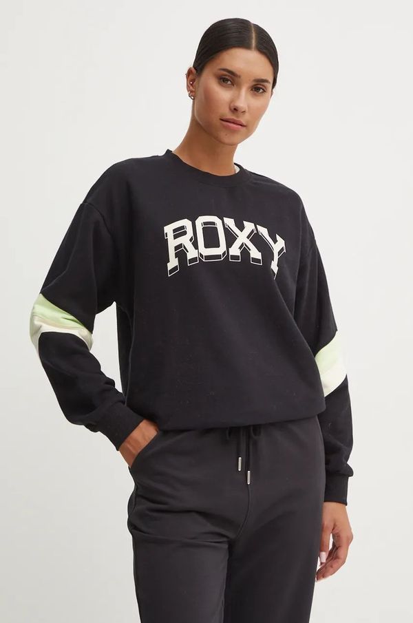 Roxy Pamučna dukserica Roxy Essential Energy za žene, boja: crna, s uzorkom, ERJFT04861