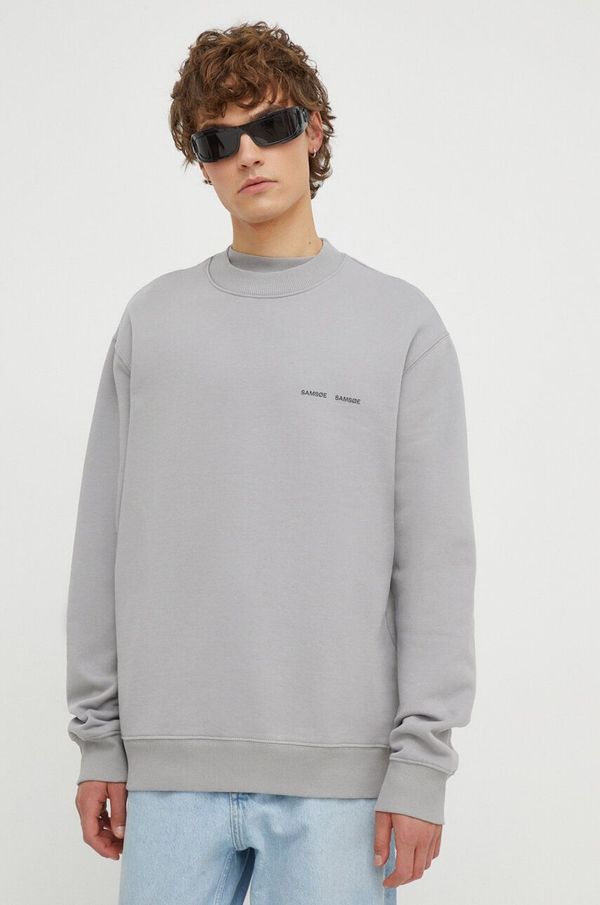 Samsoe Samsoe Pamučna dukserica Samsoe Samsoe za muškarce, boja: smeđa, s tiskom
