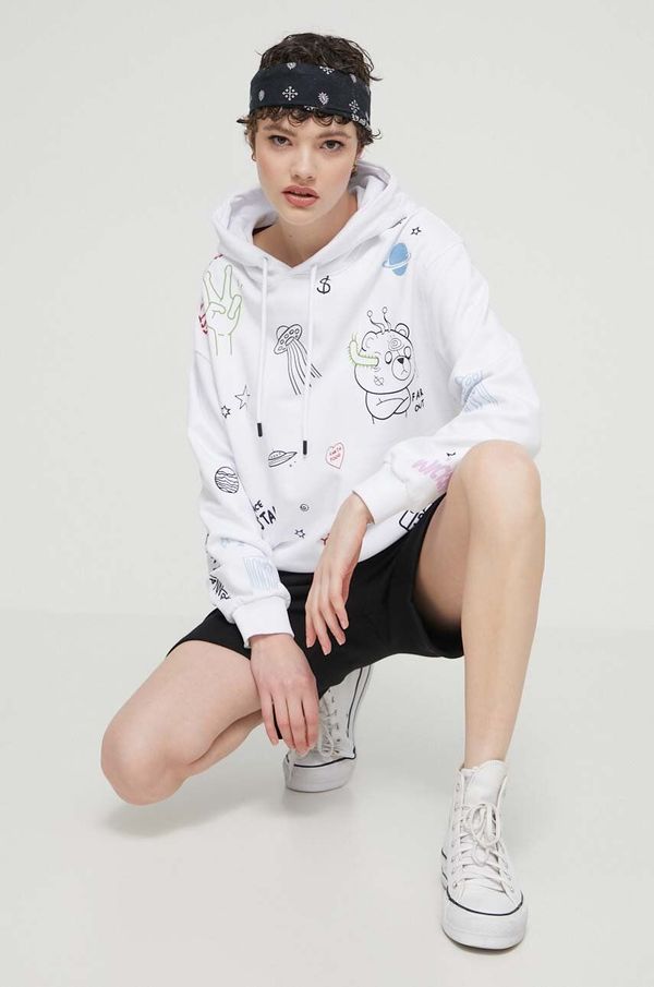 Sprayground Pamučna dukserica Sprayground boja: bijela, s kapuljačom, s tiskom