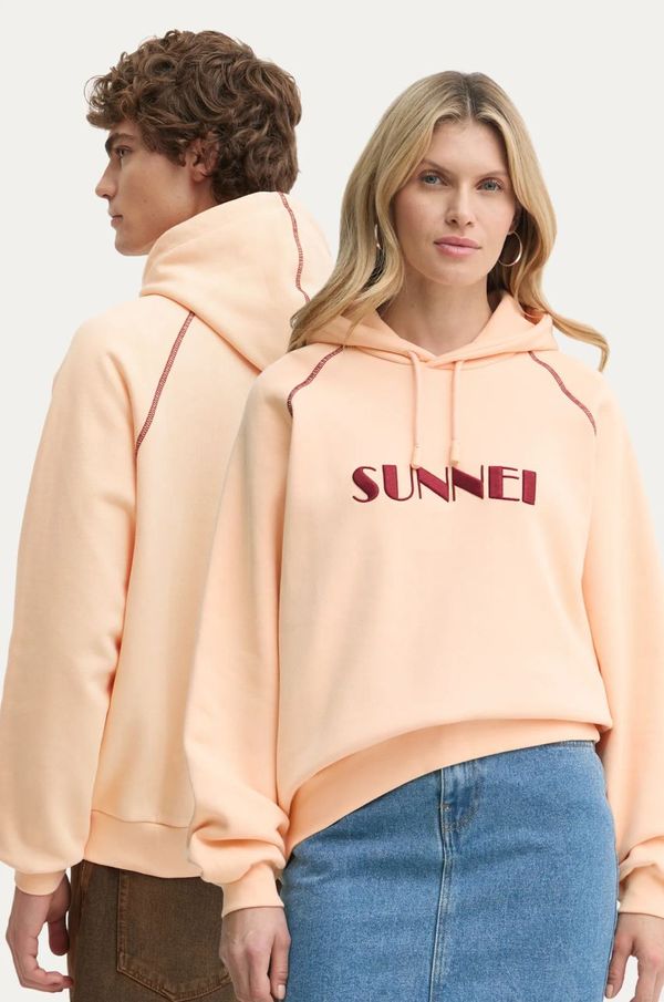 Sunnei Pamučna dukserica Sunnei boja: narančasta, s kapuljačom, s aplikacijom, RTWXJER017