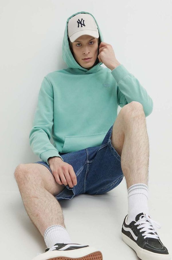 Superdry Pamučna dukserica Superdry za muškarce, boja: tirkizna, s kapuljačom, s aplikacijom