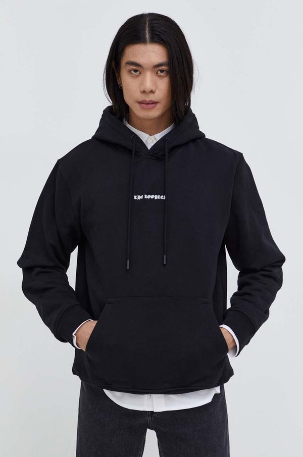 The Kooples Pamučna dukserica The Kooples za muškarce, boja: crna, s kapuljačom, s tiskom