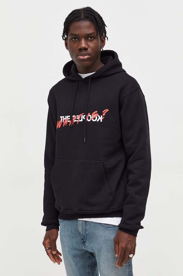 The Kooples Pamučna dukserica The Kooples za muškarce, boja: crna, s kapuljačom, s tiskom