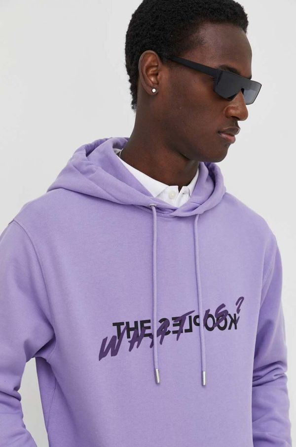 The Kooples Pamučna dukserica The Kooples za muškarce, boja: ljubičasta, s kapuljačom, s tiskom