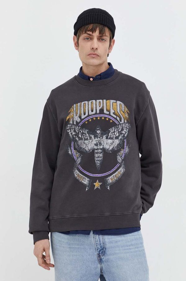 The Kooples Pamučna dukserica The Kooples za muškarce, boja: siva, s tiskom