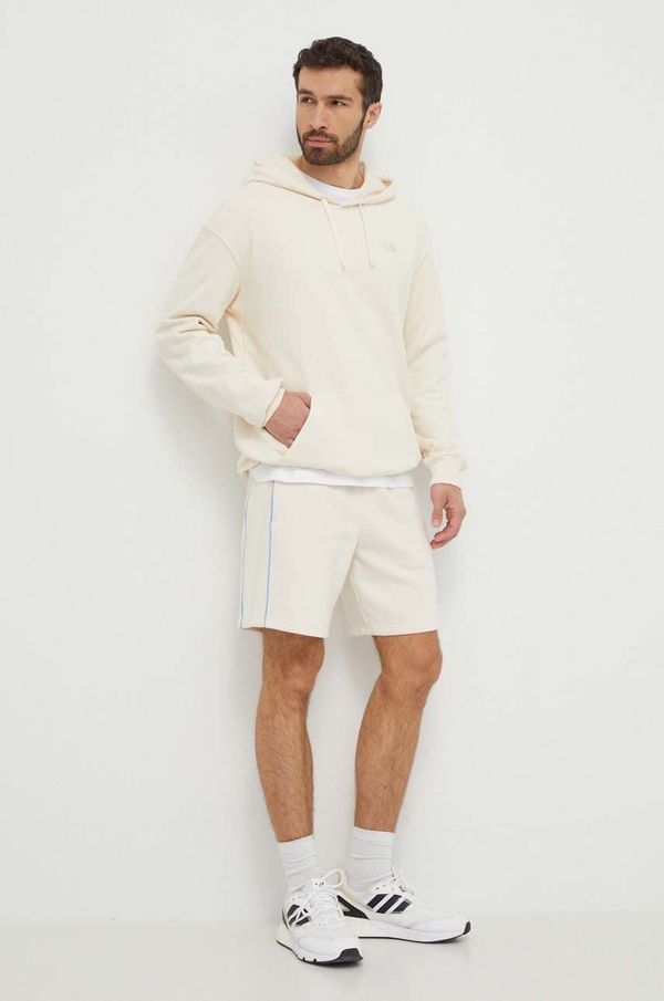 The North Face Pamučna dukserica The North Face za muškarce, boja: bež, s kapuljačom, s aplikacijom, NF0A87D3QLI1