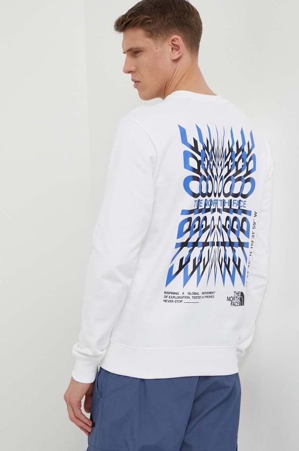 The North Face Pamučna dukserica The North Face za muškarce, boja: bijela, s tiskom, NF0A87EBFN41