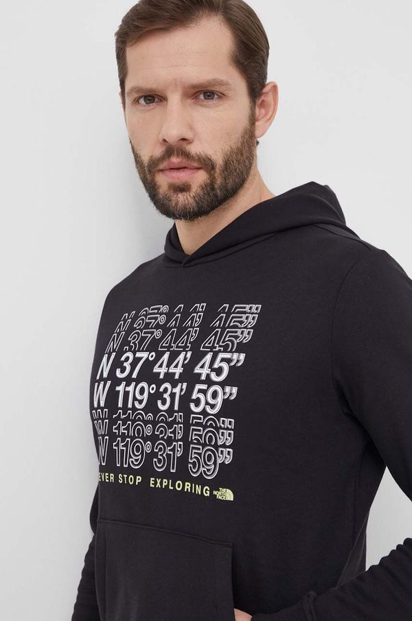 The North Face Pamučna dukserica The North Face za muškarce, boja: crna, s kapuljačom, s tiskom, NF0A87EAJK31