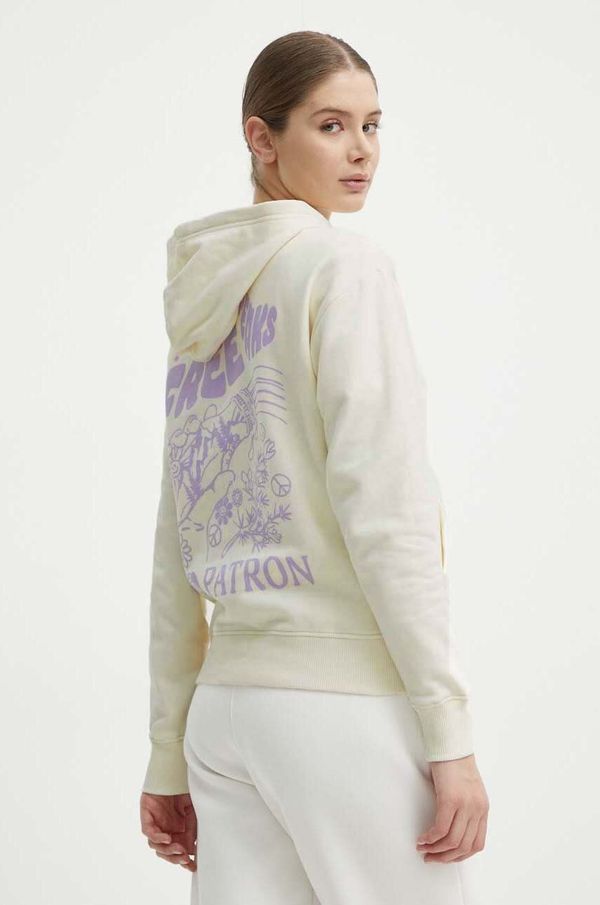 The North Face Pamučna dukserica The North Face za žene, boja: bež, s kapuljačom, s tiskom, NF0A87DYQLI1