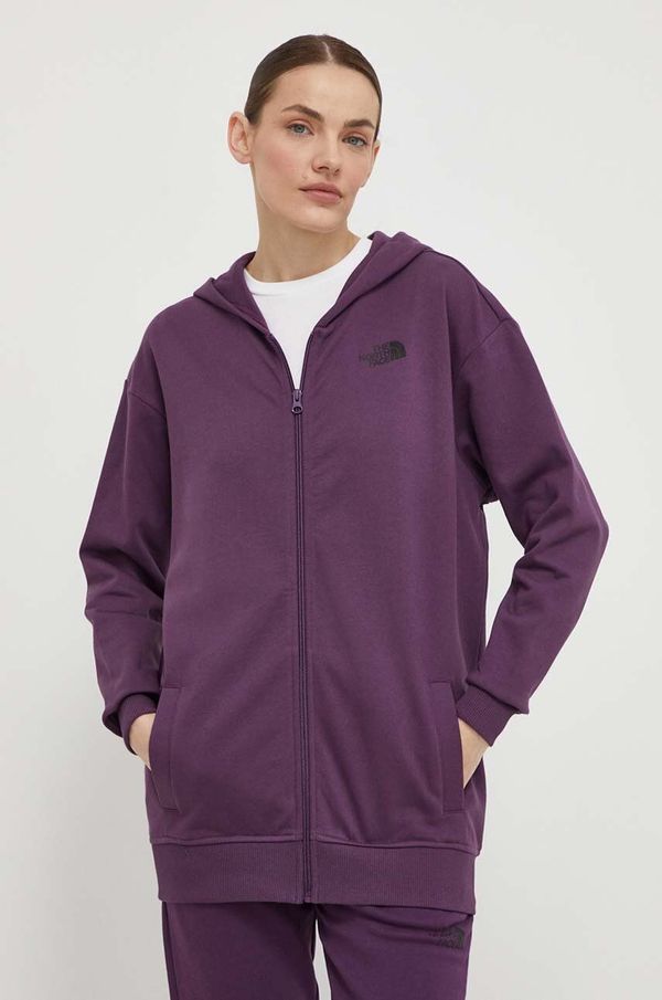 The North Face Pamučna dukserica The North Face za žene, boja: ljubičasta, s kapuljačom, bez uzorka, NF0A87E3V6V1