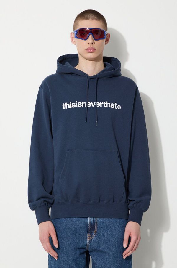 thisisneverthat Pamučna dukserica thisisneverthat T-logo LT Hoodie za muškarce, boja: tamno plava, s kapuljačom, s tiskom, TN240TSWHO01