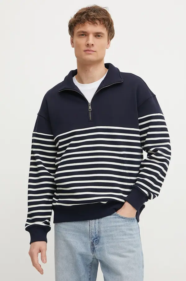 Tommy Hilfiger Pamučna dukserica Tommy Hilfiger za muškarce, boja: tamno plava, s uzorkom, MW0MW39303