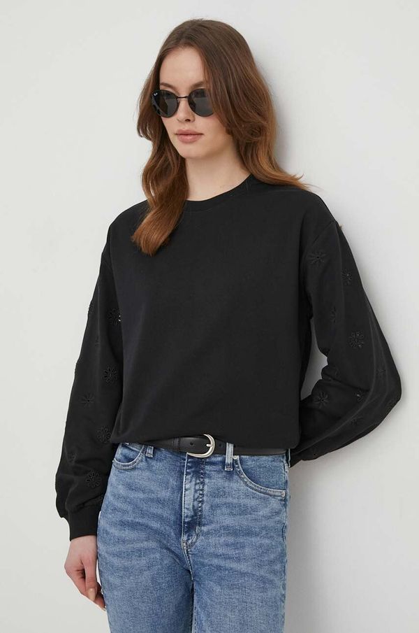 United Colors of Benetton Pamučna dukserica United Colors of Benetton za žene, boja: crna, bez uzorka