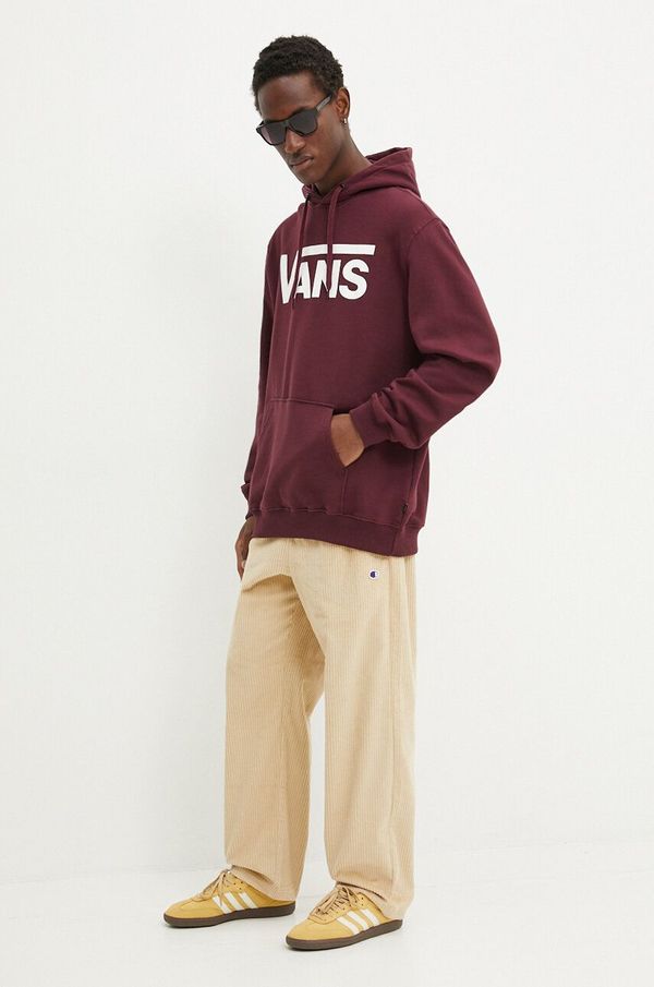 Vans Pamučna dukserica Vans za muškarce, boja: bordo, s kapuljačom, s tiskom, VN000HNXK1O1