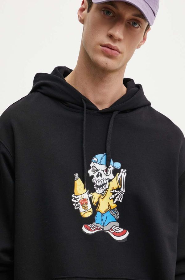 Vans Pamučna dukserica Vans za muškarce, boja: crna, s kapuljačom, s tiskom, VN000JE6BLK1