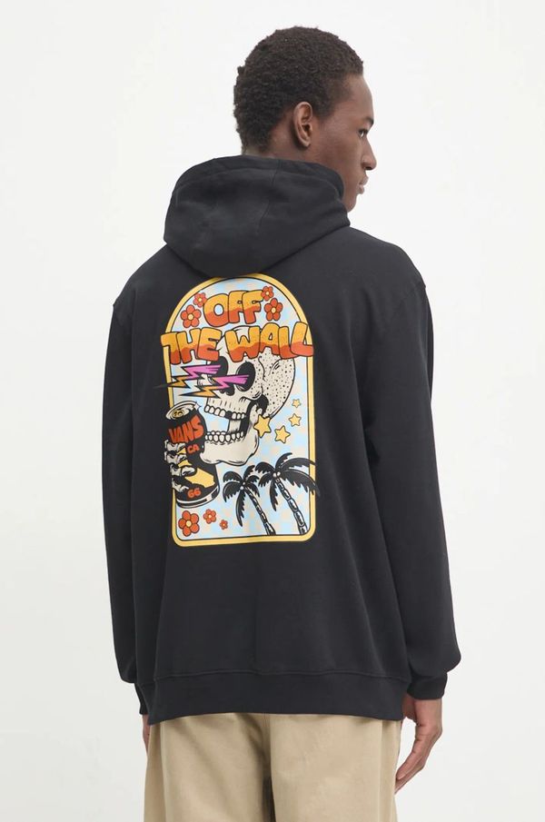 Vans Pamučna dukserica Vans za muškarce, boja: crna, s kapuljačom, s tiskom, VN000KHYBLK1