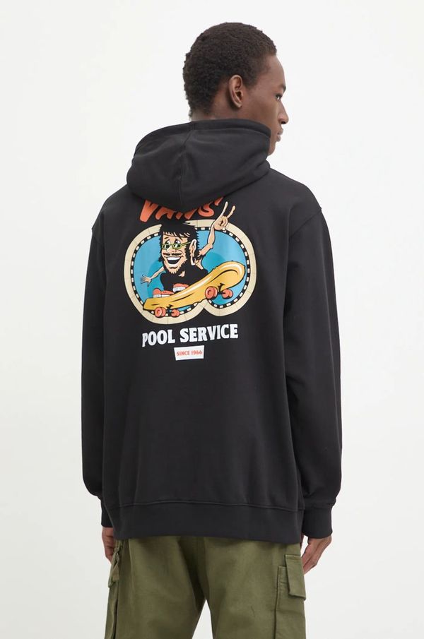 Vans Pamučna dukserica Vans za muškarce, boja: crna, s kapuljačom, s tiskom, VN000KTRBLK1