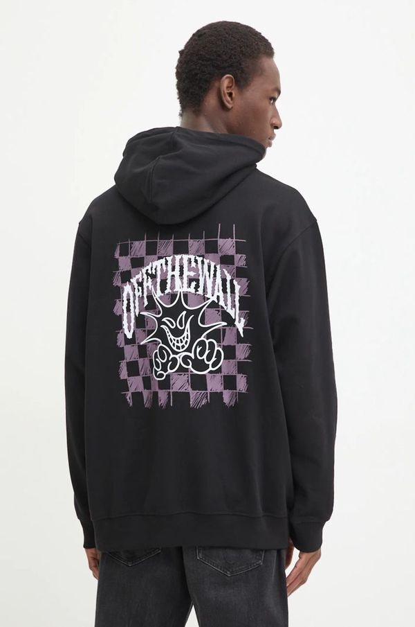 Vans Pamučna dukserica Vans za muškarce, boja: crna, s kapuljačom, s tiskom, VN000KVUBLK1