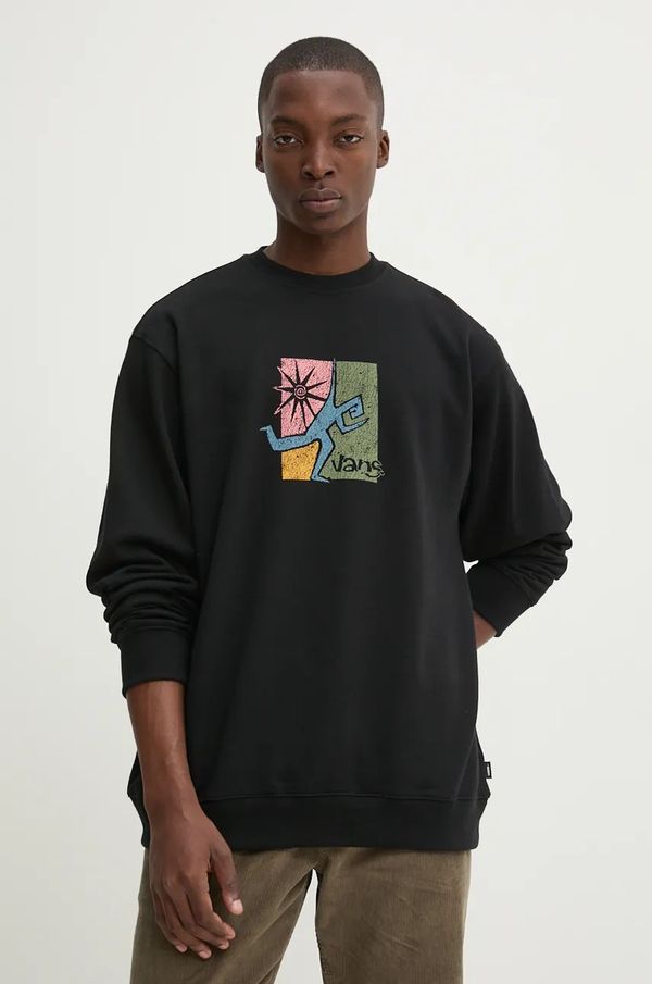 Vans Pamučna dukserica Vans za muškarce, boja: crna, s tiskom, VN000HPRBLK1