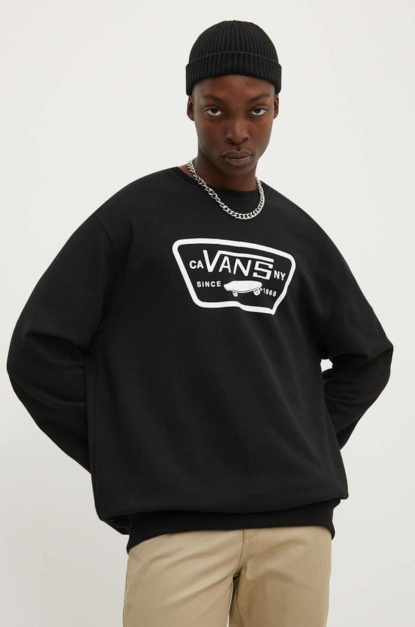 Vans Pamučna dukserica Vans za muškarce, boja: crna, s tiskom, VN000JSHBLK1