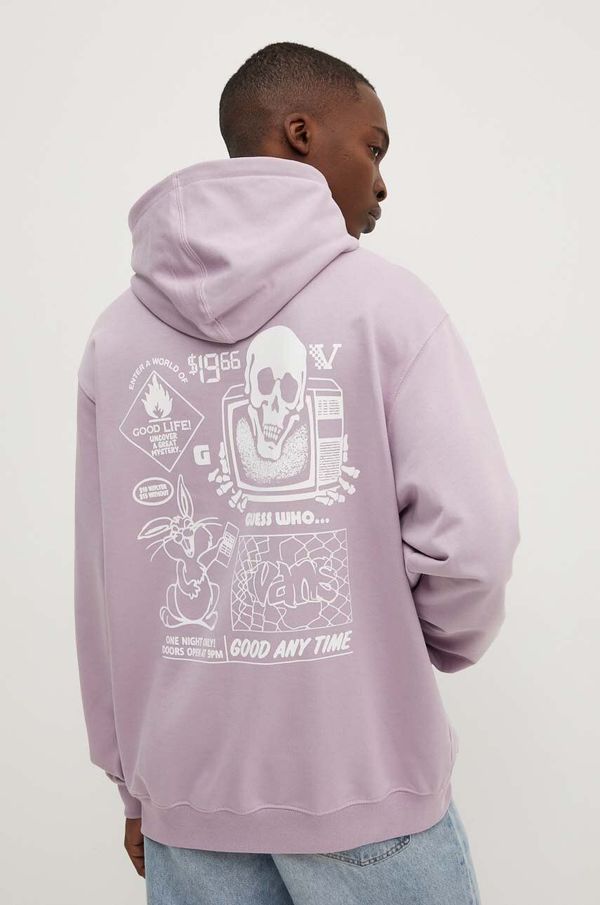 Vans Pamučna dukserica Vans za muškarce, boja: ljubičasta, s kapuljačom, s tiskom, VN000JE7D451