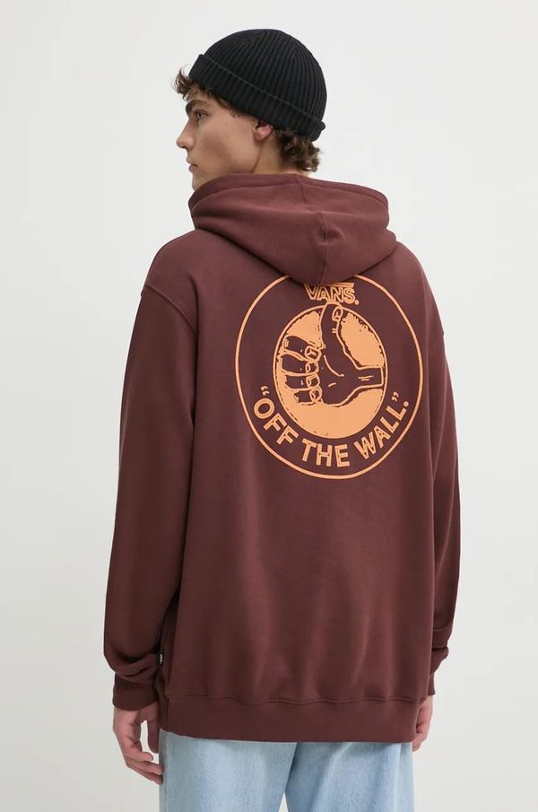 Vans Pamučna dukserica Vans za muškarce, boja: smeđa, s kapuljačom, s tiskom, VN000KTT7YO1