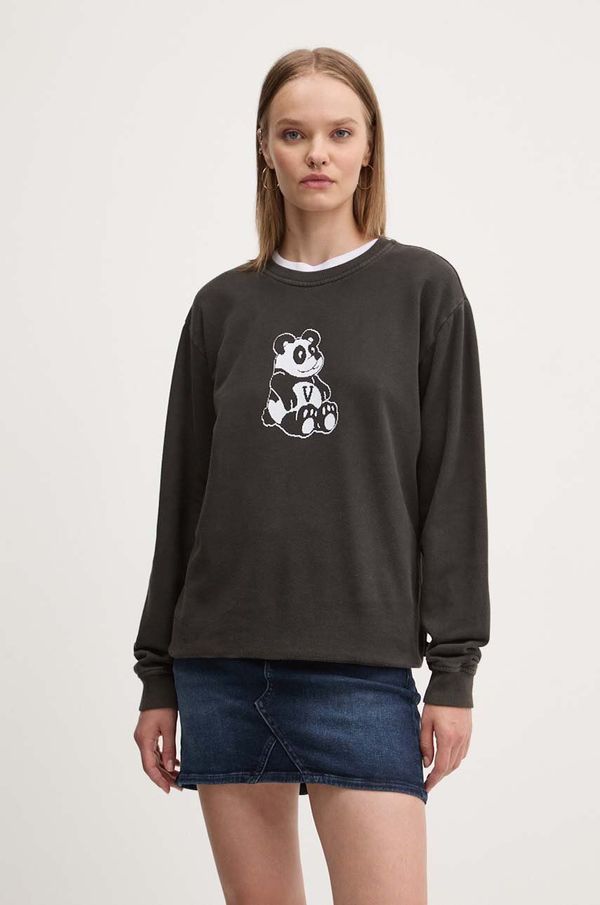 Vans Pamučna dukserica Vans za žene, boja: siva, s tiskom, VN000HCBBLK1