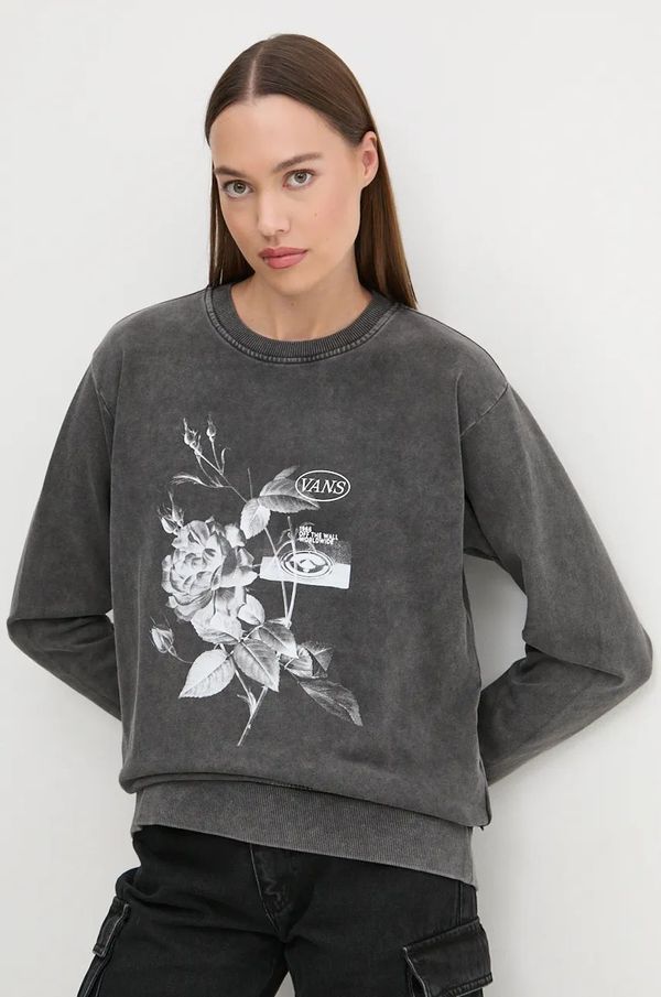 Vans Pamučna dukserica Vans za žene, boja: siva, s uzorkom, VN000JTGBLK1