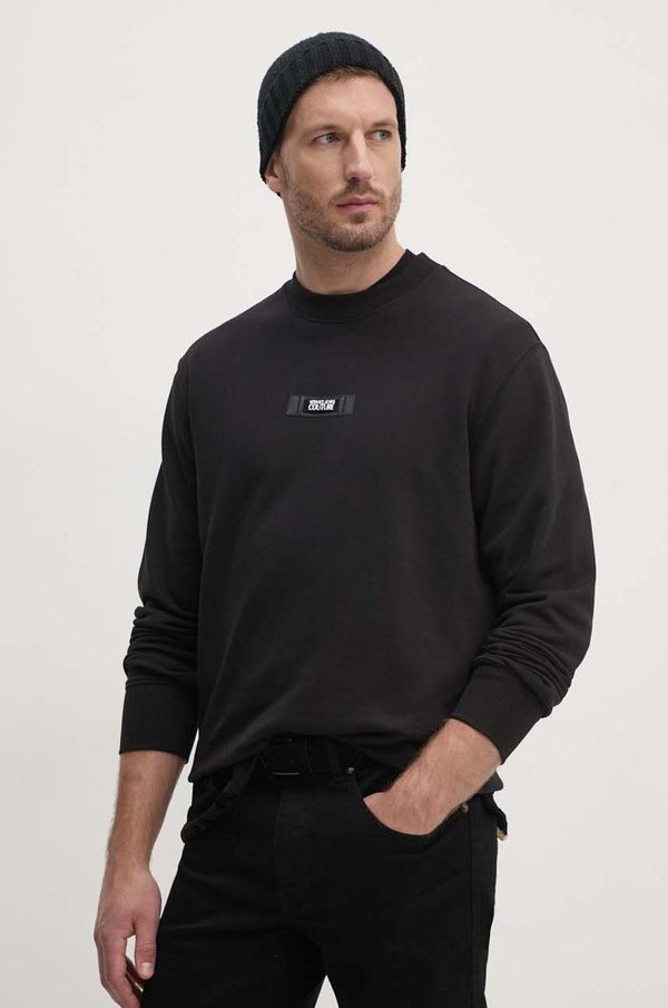 Versace Jeans Couture Pamučna dukserica Versace Jeans Couture za muškarce, boja: crna, s aplikacijom, 77GAI3R3 F0002