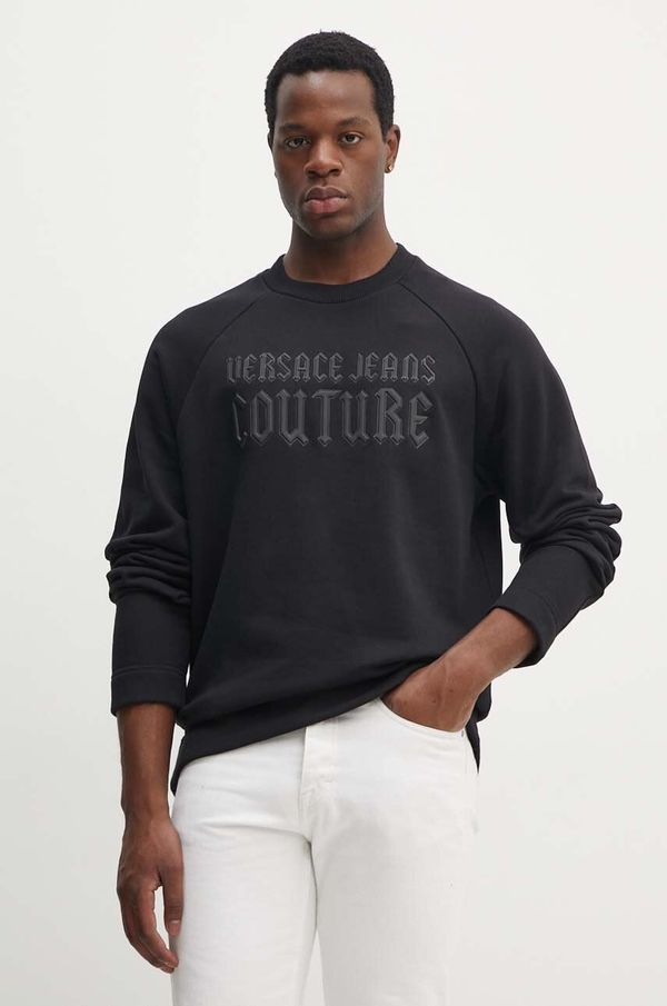 Versace Jeans Couture Pamučna dukserica Versace Jeans Couture za muškarce, boja: crna, s aplikacijom, 77GAIL01 CF02L